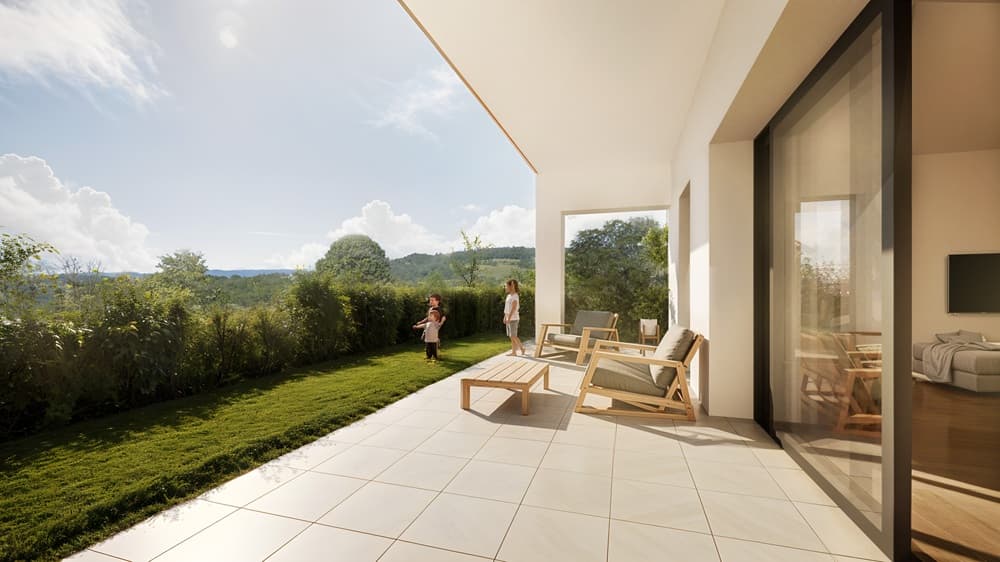 Poisy — Située à Poisy, cette résidence séduit par une architecture contemporaine aux lignes épurées, pensée... — Miniature 3