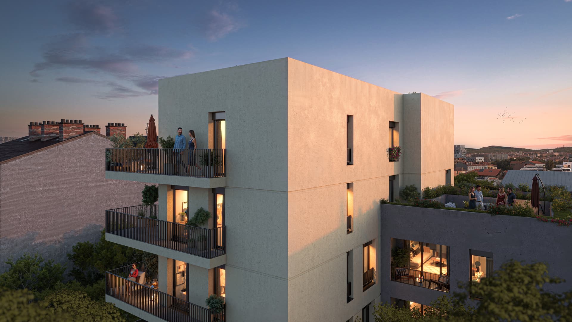 Lyon — Niché au sein d’un quartier urbain dynamique, ce projet résidentiel s’intègre avec harmonie dans son... — Miniature 2