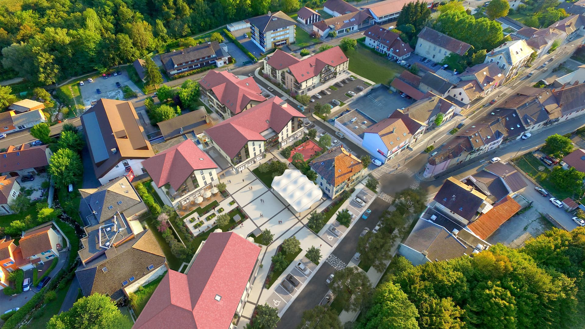 Frangy — Au cœur du village, un nouvel ensemble résidentiel s’intègre harmonieusement dans le tissu existant,... — Miniature 5