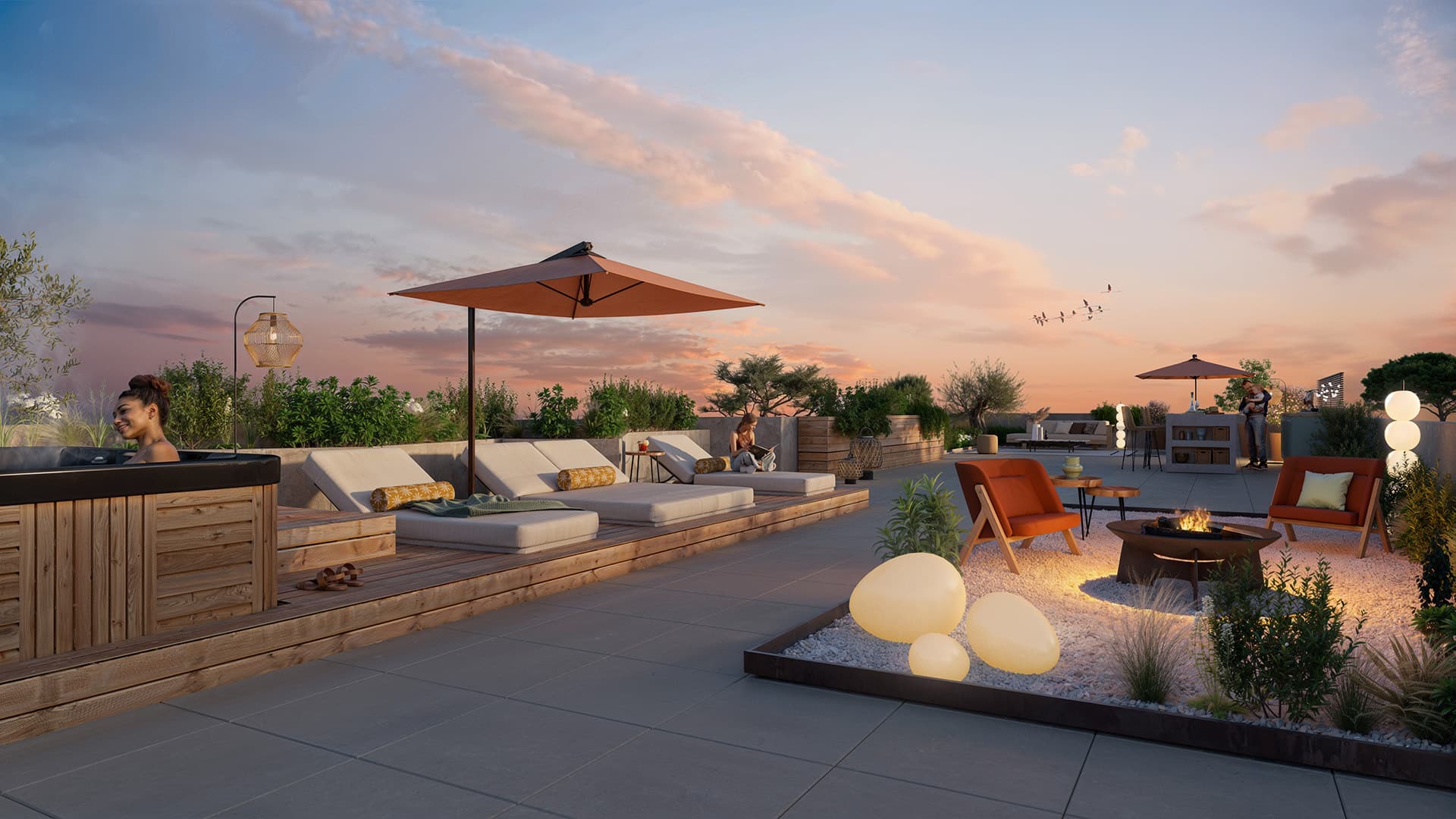 Lattes — Imaginée en harmonie avec les paysages rocheux de la région, cette résidence se distingue par son ar... — Miniature 2