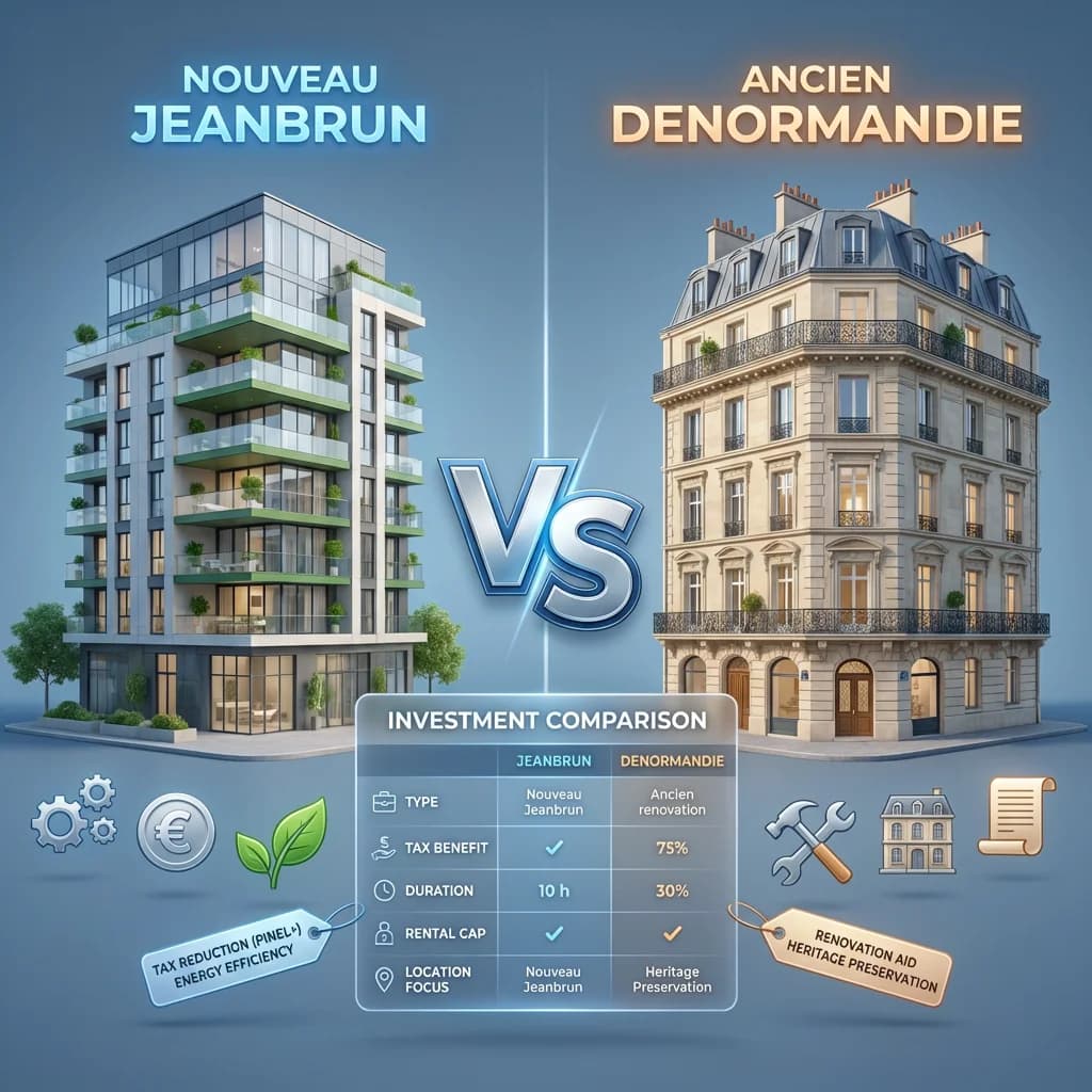 Comparatif loi Jeanbrun vs Denormandie : deux dispositifs de défiscalisation immobilière en 2026