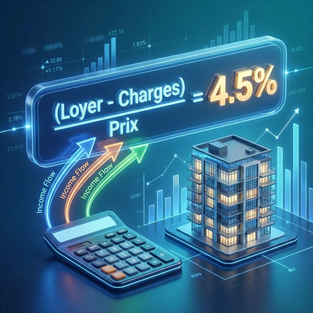 Formule de calcul du rendement locatif net avec comparaison avant et après amortissement Jeanbrun